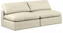 Comfy 78" Vegan Leather Upholstered 2pc. Armless Modular Loveseat - Cream