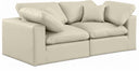 Comfy 80" Vegan Leather Upholstered 2pc. Modular Loveseat - Cream