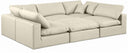 Comfy 119" Vegan Leather Upholstered 6pc. Modular Sectional - Cream