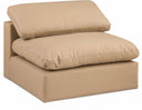 Comfy Vegan Leather Upholstered Armless Modular Chair - Tan