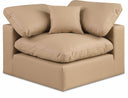 Comfy Vegan Leather Upholstered Corner Modular Chair - Tan