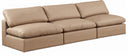 Comfy 117" Vegan Leather Upholstered 3pc. Armless Modular Sofa - Tan