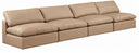 Comfy 156" Vegan Leather Upholstered 4pc. Armless Modular Sofa - Tan