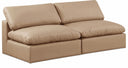 Comfy 78" Vegan Leather Upholstered 2pc. Armless Modular Loveseat - Tan