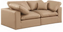 Comfy 80" Vegan Leather Upholstered 2pc. Modular Loveseat - Tan