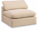 Comfy Velvet Upholstered Armless Modular Chair - Beige