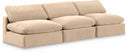 Comfy 117" Velvet Upholstered 3pc. Armless Modular Sofa - Beige