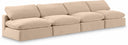 Comfy 156" Velvet Upholstered 4pc. Armless Modular Sofa - Beige