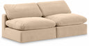 Comfy 78" Velvet Upholstered 2pc. Armless Modular Loveseat - Beige