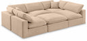 Comfy 119" Velvet Upholstered 6pc. Modular Sectional - Beige
