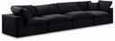 Comfy 158" Velvet Upholstered 4pc. Modular Sofa - Black