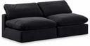 Comfy 78" Velvet Upholstered 2pc. Armless Modular Loveseat - Black