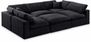 Comfy 119" Velvet Upholstered 6pc. Modular Sectional - Black