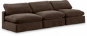 Comfy 117" Velvet Upholstered 3pc. Armless Modular Sofa - Brown