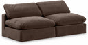 Comfy 78" Velvet Upholstered 2pc. Armless Modular Loveseat - Brown
