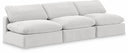 Comfy 117" Velvet Upholstered 3pc. Armless Modular Sofa - Cream