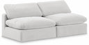 Comfy 78" Velvet Upholstered 2pc. Armless Modular Loveseat - Cream