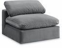 Comfy Velvet Upholstered Armless Modular Chair - Grey