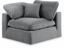 Comfy Velvet Upholstered Corner Modular Chair - Grey
