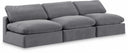 Comfy 117" Velvet Upholstered 3pc. Armless Modular Sofa - Grey