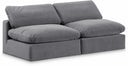Comfy 78" Velvet Upholstered 2pc. Armless Modular Loveseat - Grey