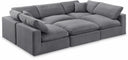 Comfy 119" Velvet Upholstered 6pc. Modular Sectional - Grey