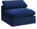 Comfy Velvet Upholstered Armless Modular Chair - Blue