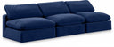Comfy 117" Velvet Upholstered 3pc. Armless Modular Sofa - Blue