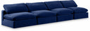 Comfy 156" Velvet Upholstered 4pc. Armless Modular Sofa - Blue