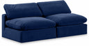 Comfy 78" Velvet Upholstered 2pc. Armless Modular Loveseat - Blue