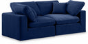Comfy 80" Velvet Upholstered 2pc. Modular Loveseat - Blue