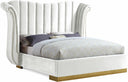 Flora Velvet Upholstered Bed - White