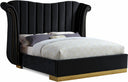 Flora Velvet Upholstered Bed - Black