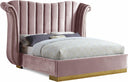 Flora Velvet Upholstered Bed - Pink