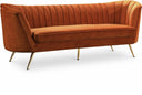 Margo 88" Velvet Upholstered Sofa - Cognac