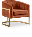 Carter Velvet Upholstered Accent Chair - Cognac