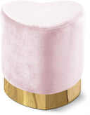 Heart Velvet Upholstered Stool - Pink