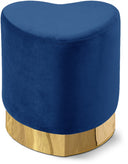 Heart Velvet Upholstered Stool - Blue