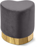 Heart Velvet Upholstered Stool - Grey