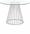 Gio 48" Glass Top And Steel Base Dining Table - Chrome
