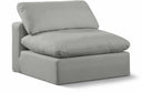 Comfy Linen Textured Fabric Upholstered Armless Modular Chair - Grey