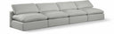 Comfy 156" Linen Textured Fabric Upholstered 4pc. Armless Modular Sofa - Grey
