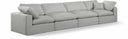 Comfy 158" Linen Textured Fabric Upholstered 4pc. Modular Sofa - Grey