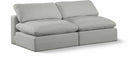 Comfy 78" Linen Textured Fabric Upholstered 2pc. Armless Modular Loveseat - Grey