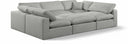 Comfy 119" Linen Textured Fabric Upholstered 6pc. Modular Sectional - Grey