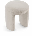 Bowen Faux Shearling Teddy Fabric Upholstered Stool - Beige