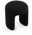 Bowen Faux Shearling Teddy Fabric Upholstered Stool - Black