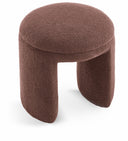 Bowen Faux Shearling Teddy Fabric Upholstered Stool - Brown