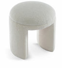 Bowen Faux Shearling Teddy Fabric Upholstered Stool - Cream