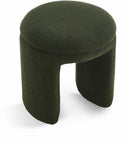 Bowen Faux Shearling Teddy Fabric Upholstered Stool - Green